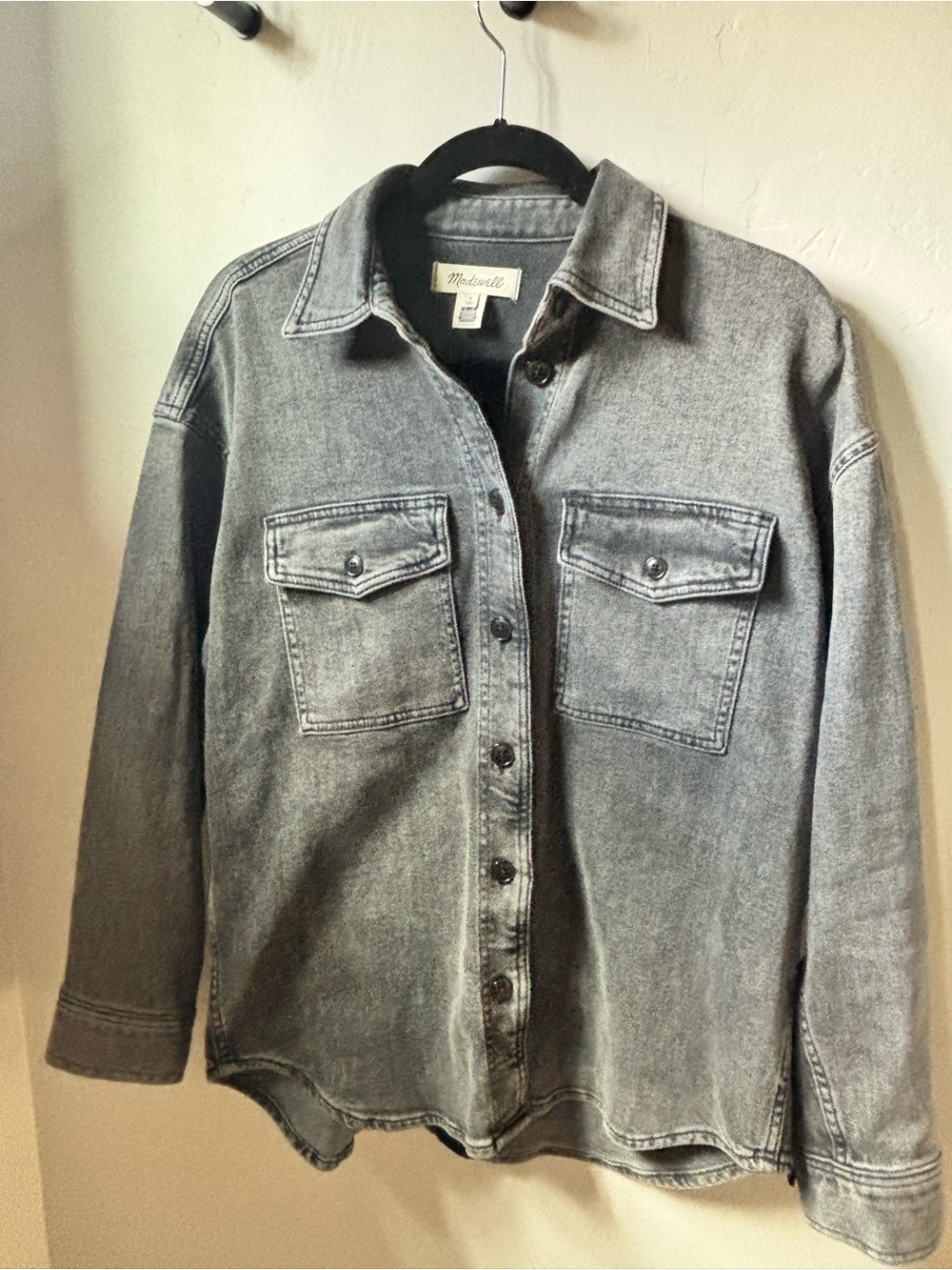 Madewell Grey Washed Denim Shirt Jacket